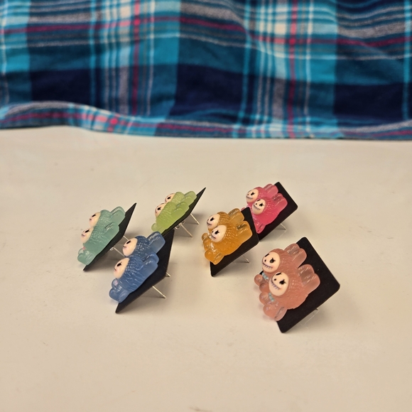 6 Pairs Labubu The Monster Stud Earrings Handmade - Picture 5 of 6